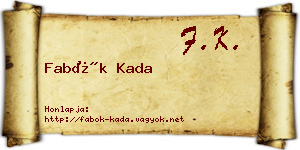 Fabók Kada névjegykártya